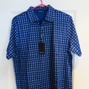 Bugatchi Men's Golf Tee Blue Checker
